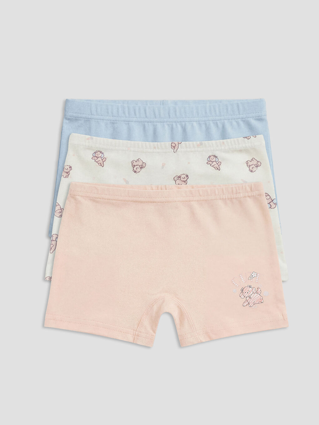 Pembe Desenli Kız Çocuk Boxer 3'lü-1