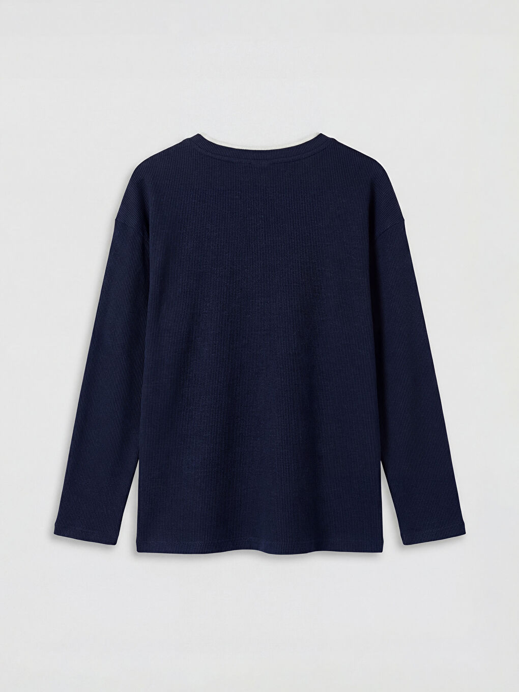 Lacivert Bisiklet Yaka Uzun Kollu Erkek Çocuk Tişört-1