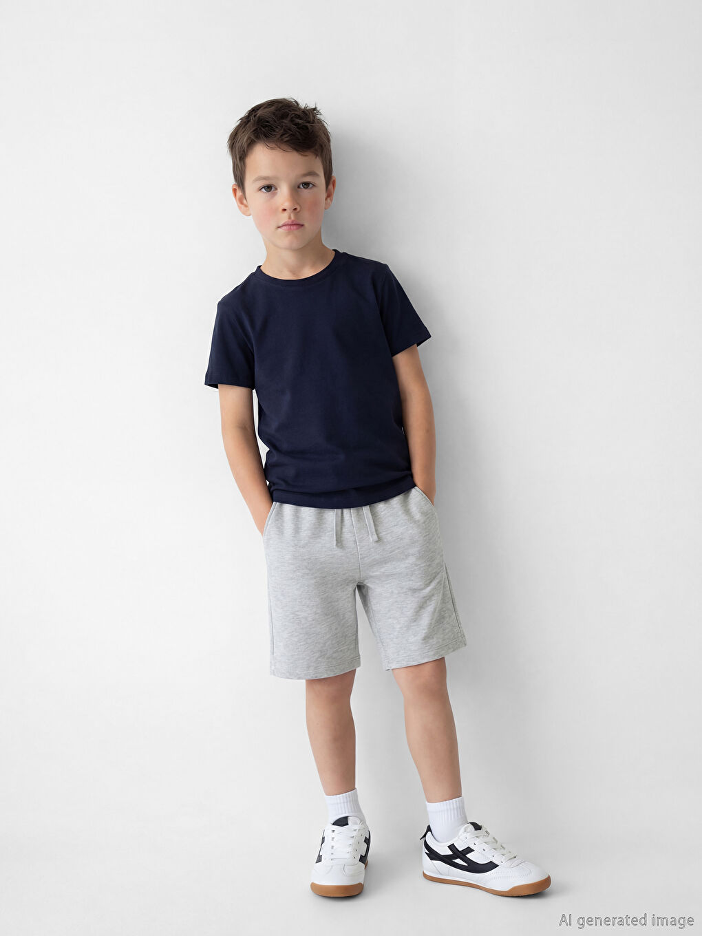 Gri Beli Bağlamalı Erkek Çocuk Şort 2'li-2