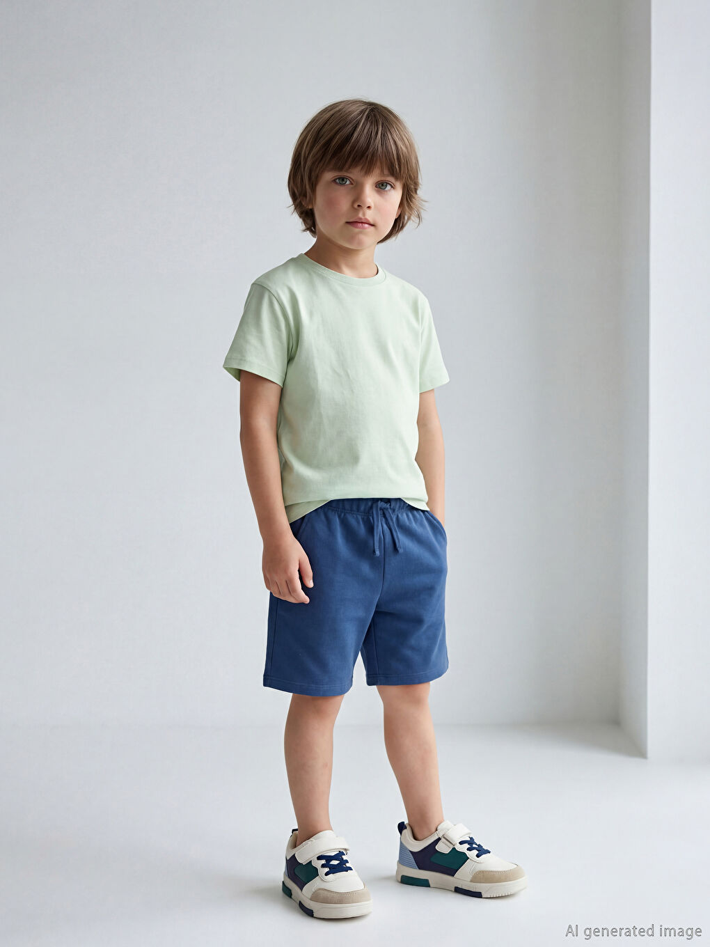 Gri Beli Bağlamalı Erkek Çocuk Şort 2'li-3