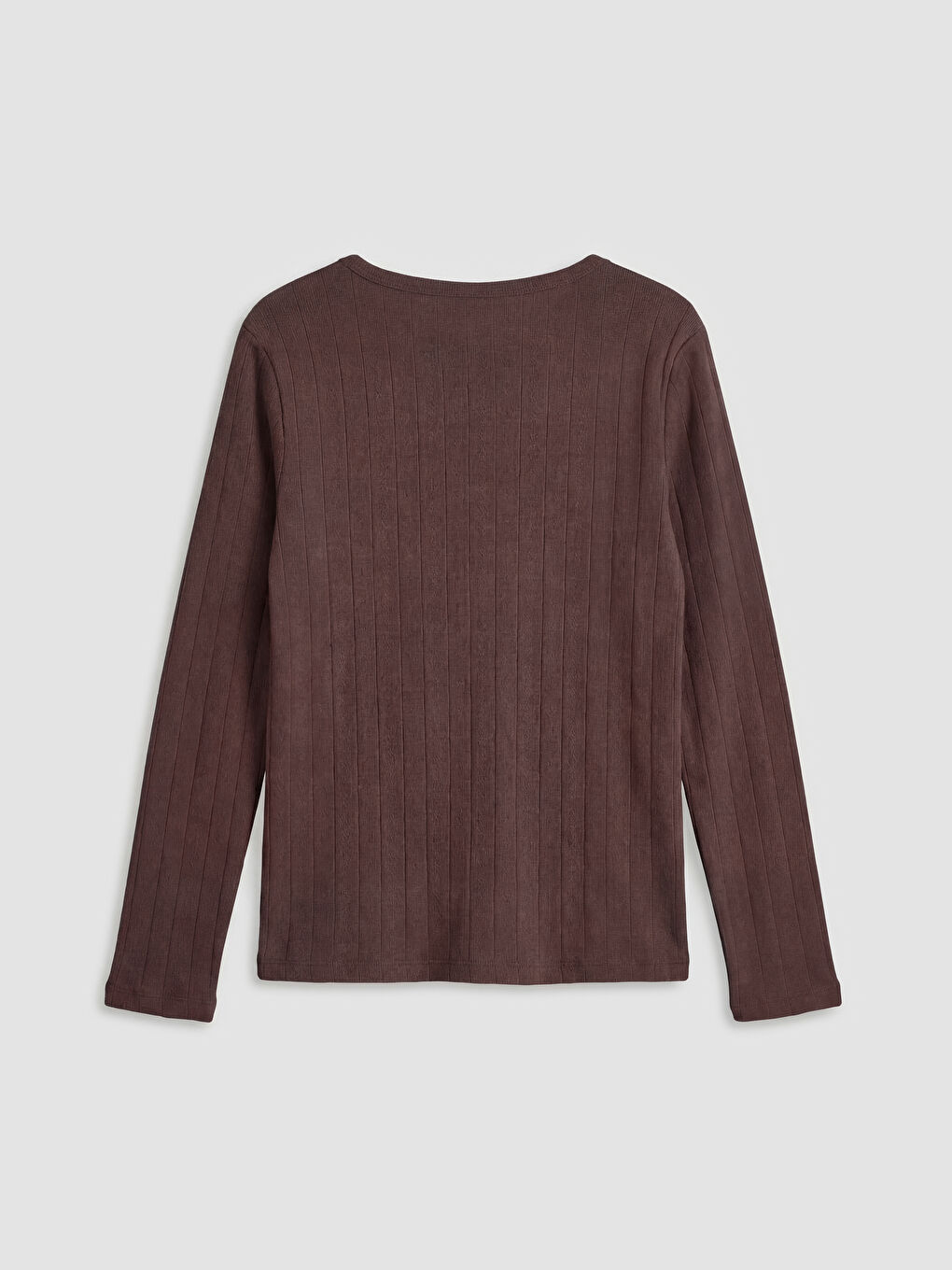 Kahverengi Bisiklet Yaka Uzun Kollu Kız Çocuk Tişört-1