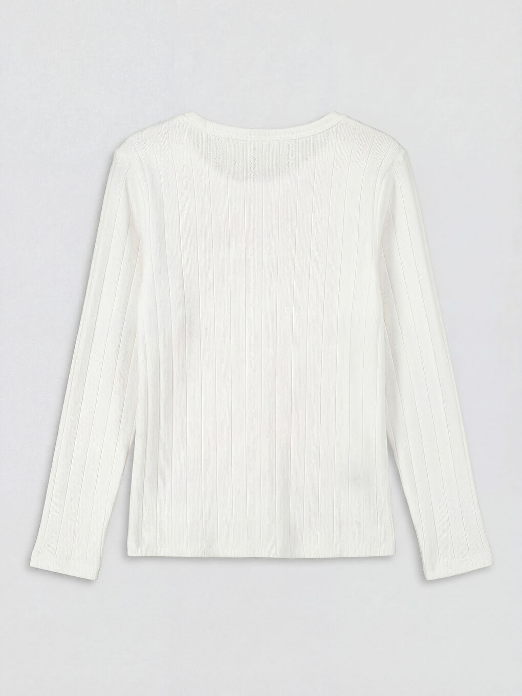 Ekru Bisiklet Yaka Uzun Kollu Kız Çocuk Tişört-1