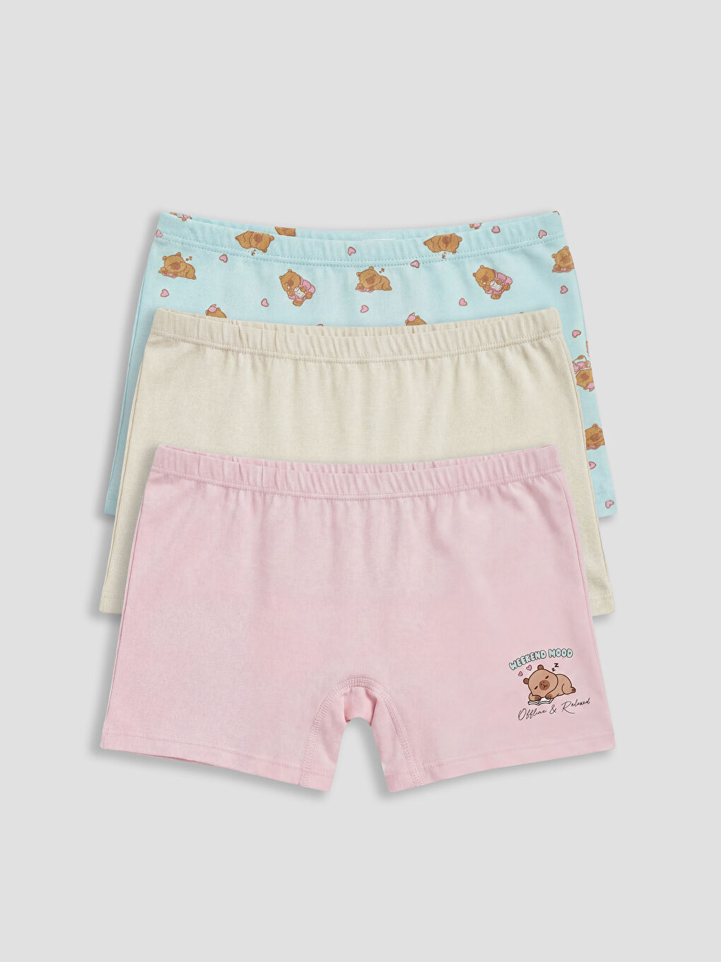 Turkuaz Baskılı Kız Çocuk 3'lü Boxer-1