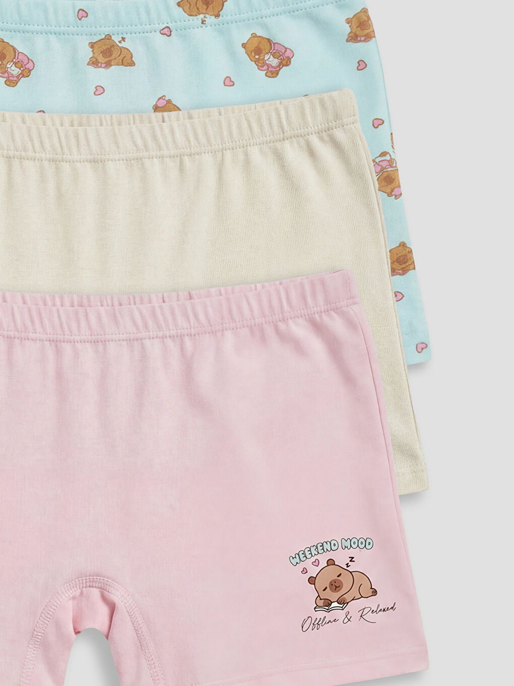 Turkuaz Baskılı Kız Çocuk 3'lü Boxer-2