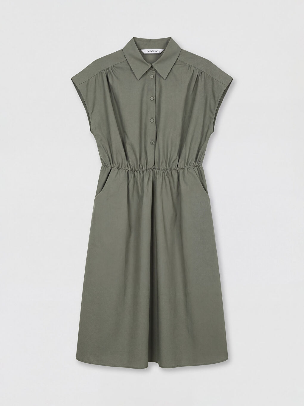 Yeşil Belden Oturtmalı A Kesim Elbise