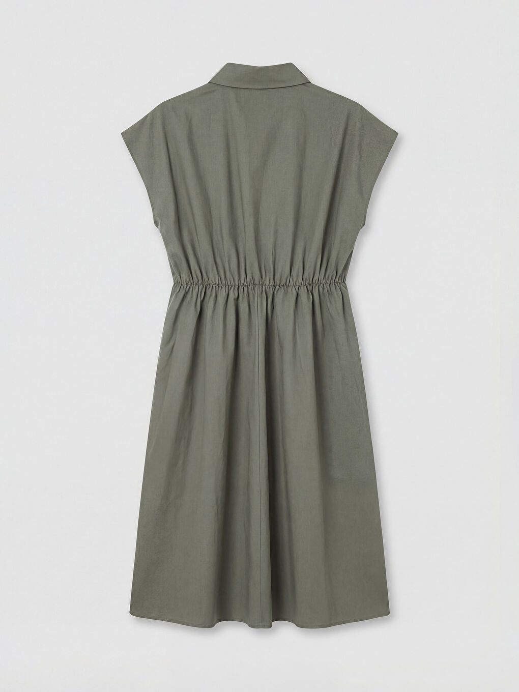 Yeşil Belden Oturtmalı A Kesim Elbise-1