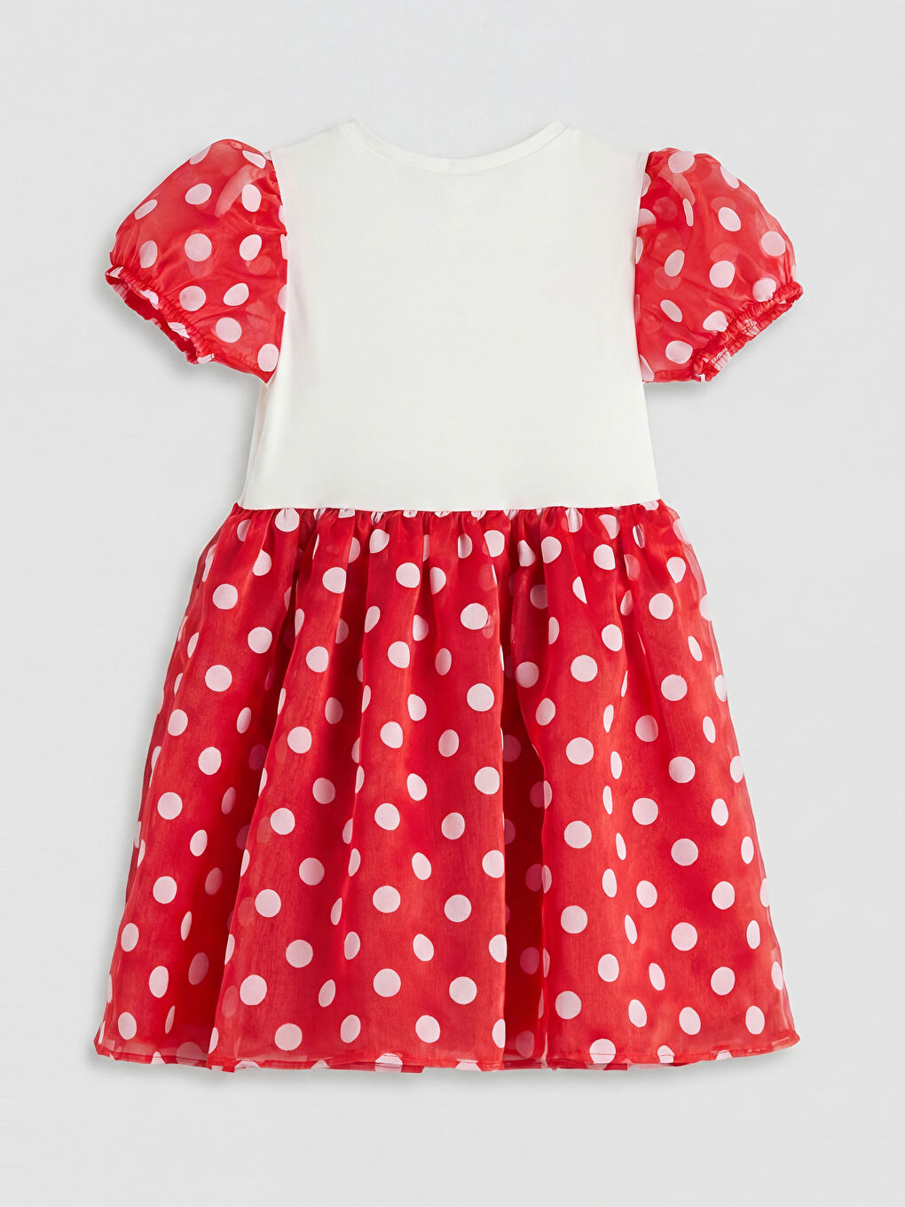 Ekru Minnie Mouse Baskılı Kız Çocuk Elbise-1