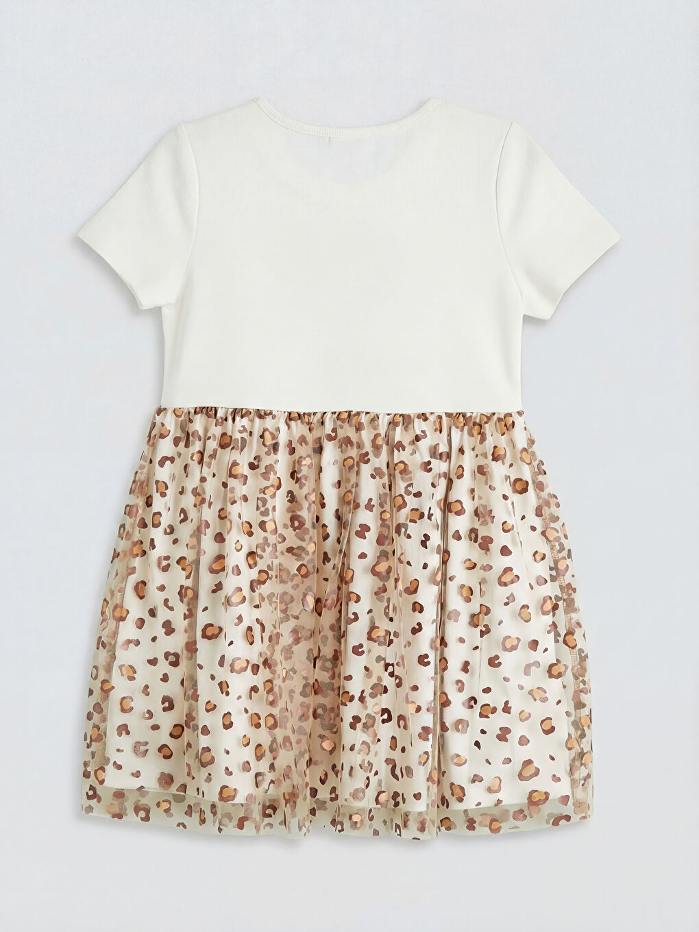 Ekru Bisiklet Yaka Hello Kitty Baskılı Kız Çocuk Elbise-1