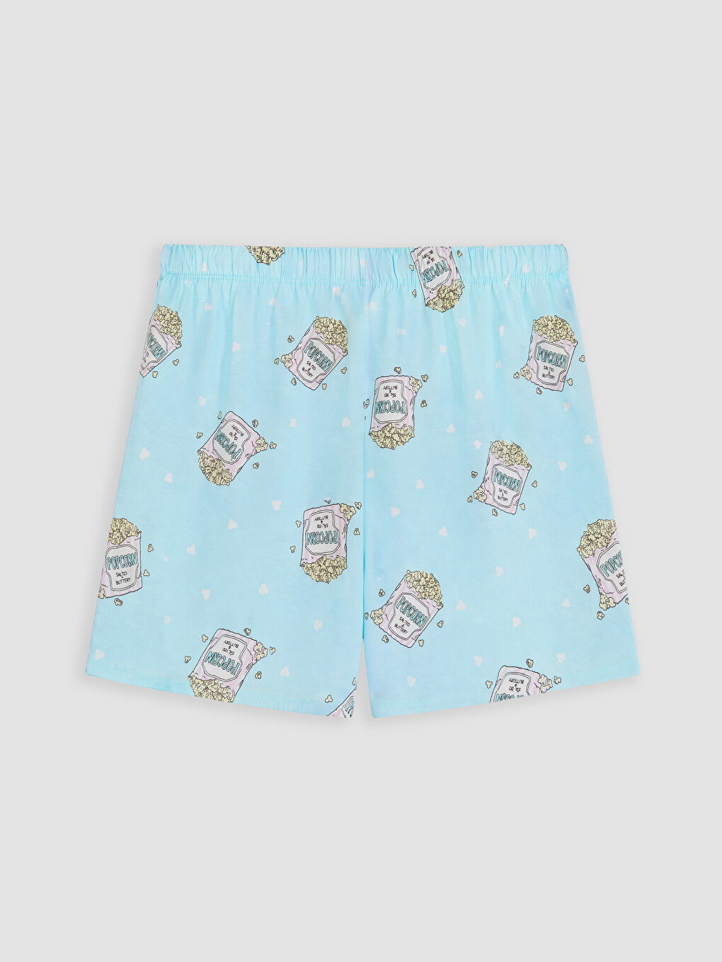 Turkuaz Gömlek Yaka Baskılı Kadın Şortlu Pijama Takımı-4