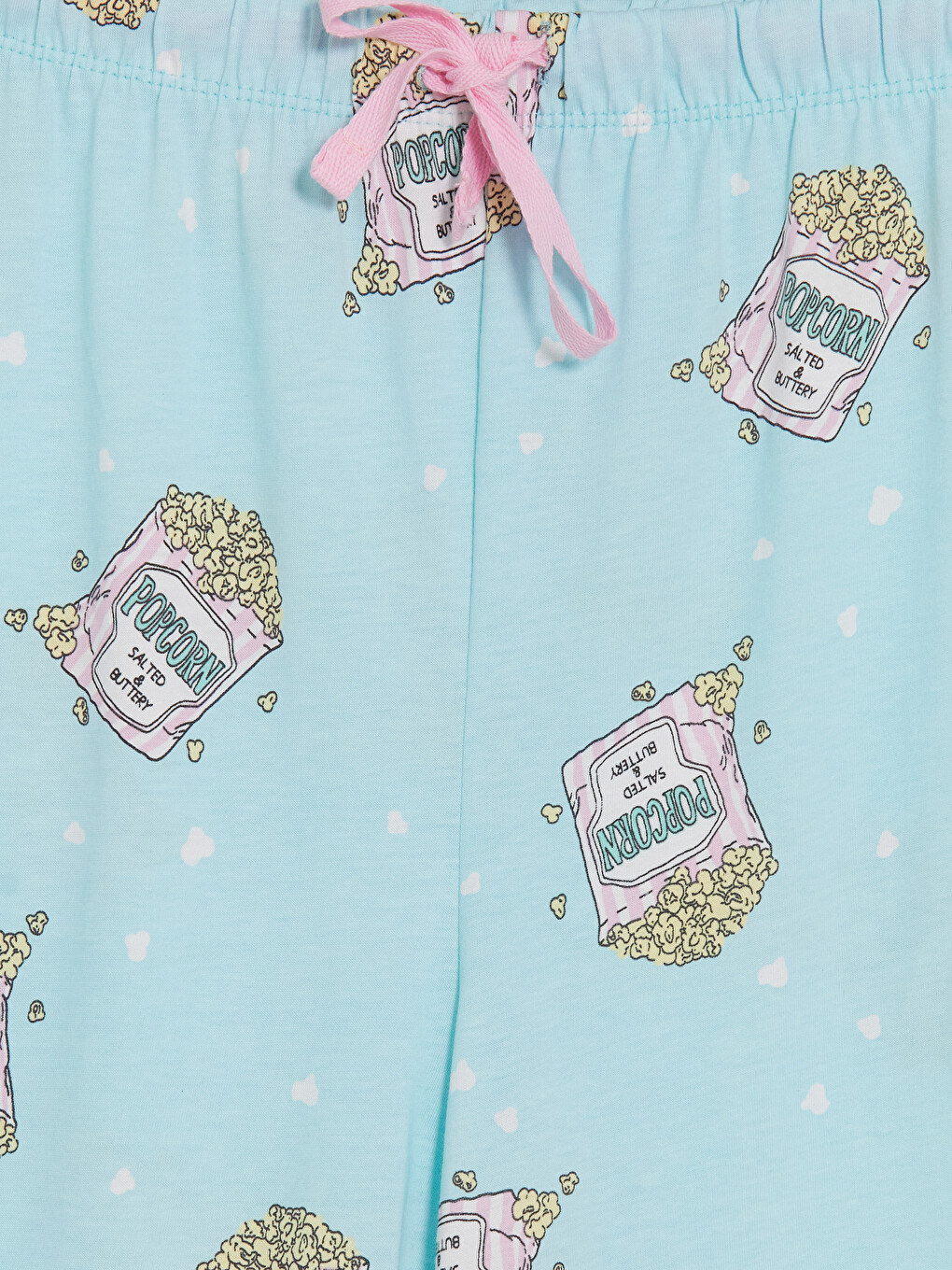 Turkuaz Gömlek Yaka Baskılı Kadın Şortlu Pijama Takımı-5