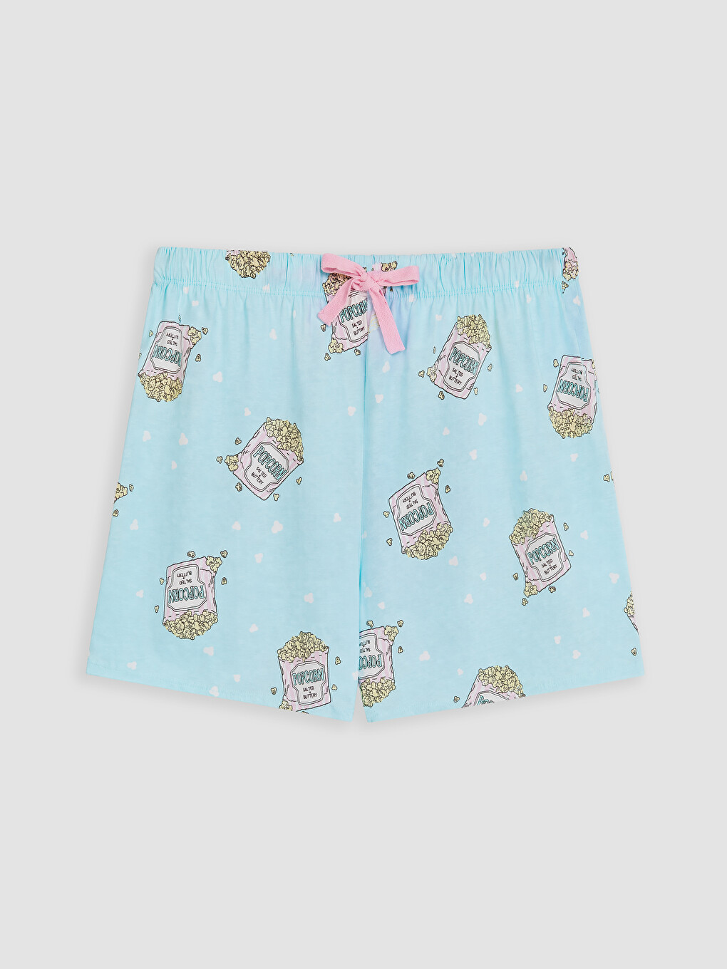Turkuaz Gömlek Yaka Baskılı Kadın Şortlu Pijama Takımı-6