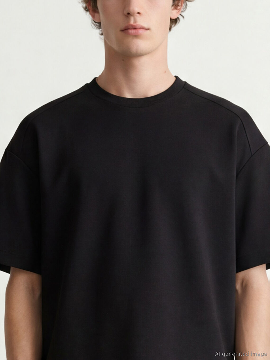 Siyah Bisiklet Yaka Erkek Tişört-2