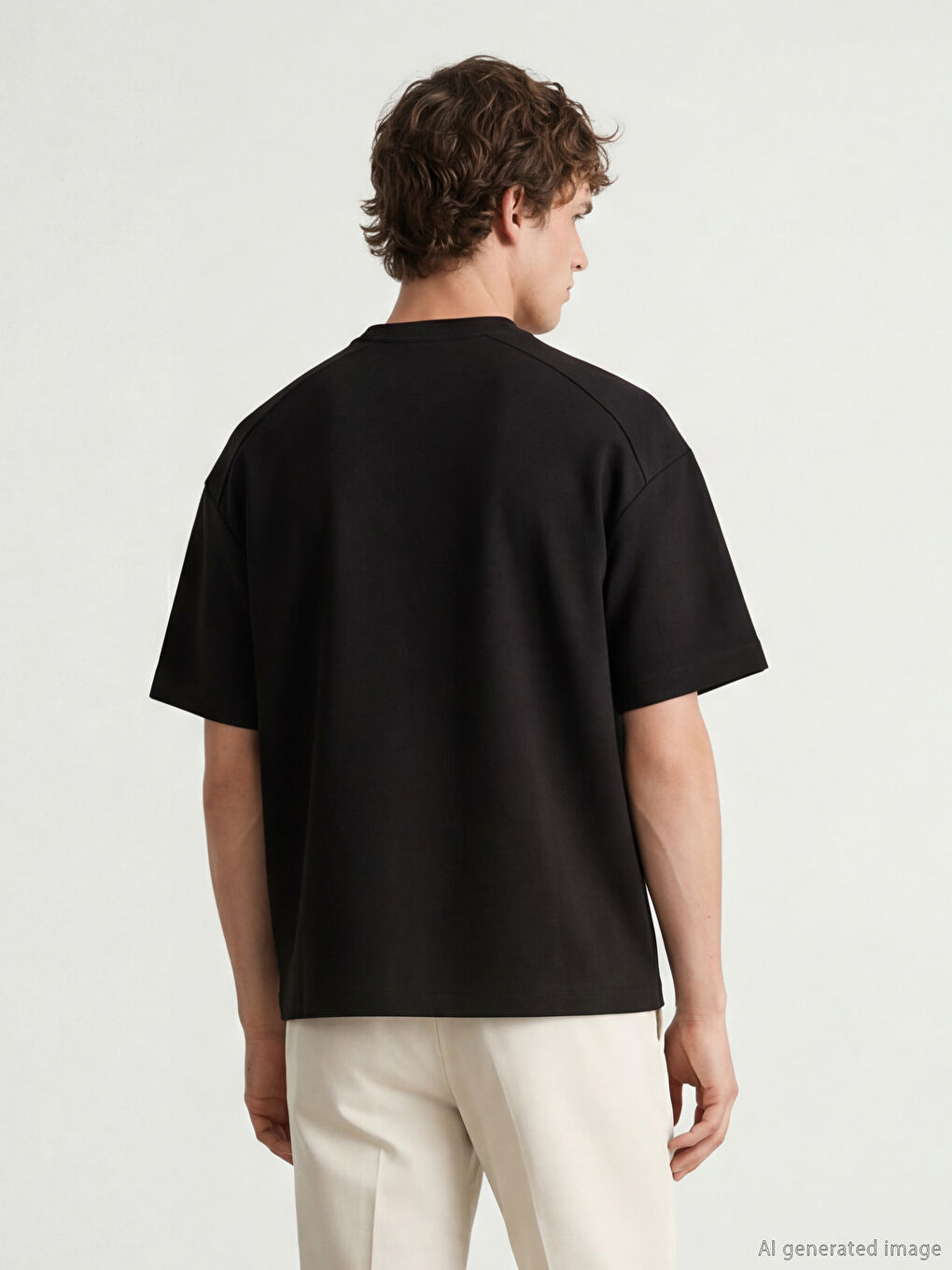 Siyah Bisiklet Yaka Erkek Tişört-3