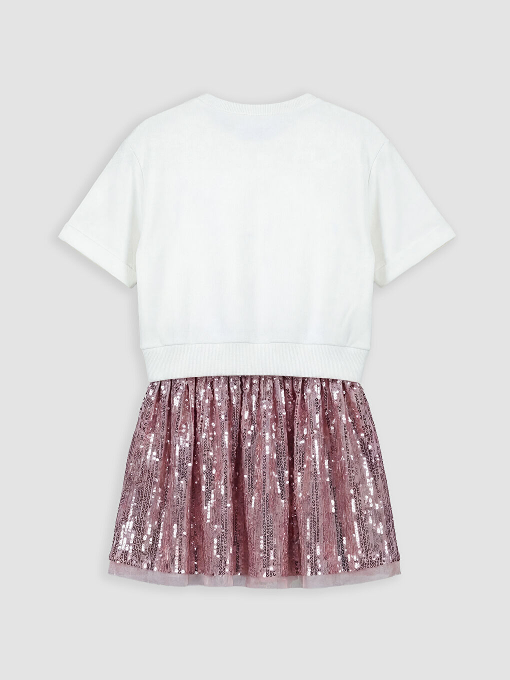 Ekru Payetli Kız Çocuk Elbise-1