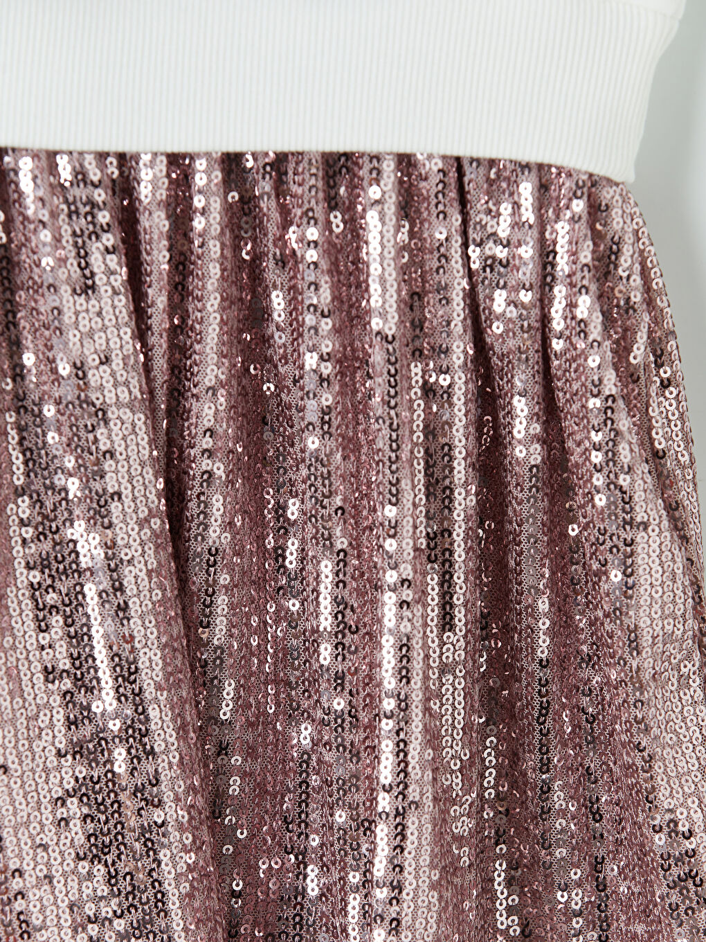 Ekru Payetli Kız Çocuk Elbise-3