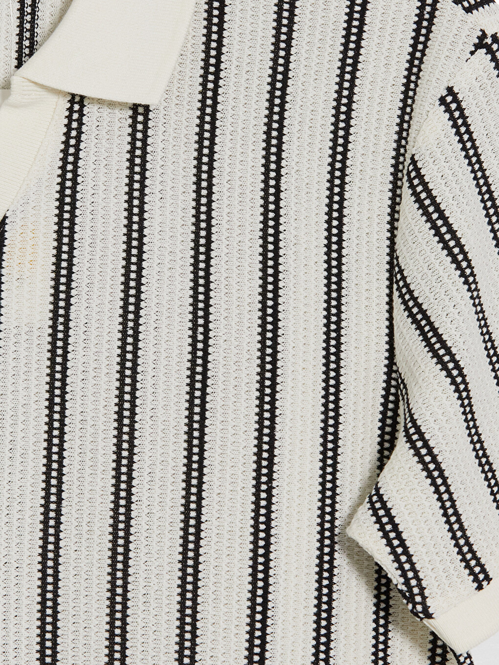 Polo Collar Striped Jersey T-shirt-4