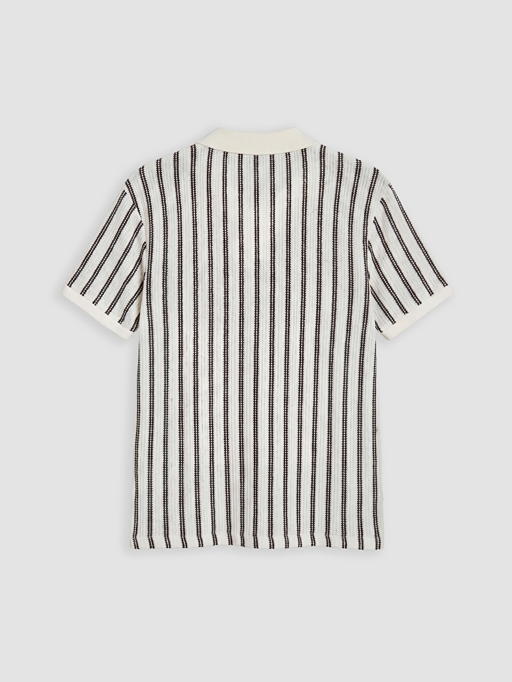 Polo Collar Striped Jersey T-shirt-5