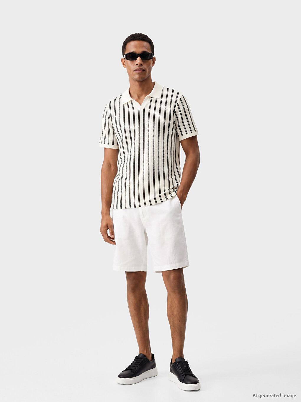 Polo Collar Striped Jersey T-shirt-1