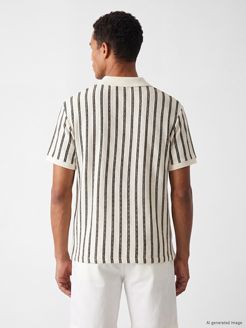 Polo Collar Striped Jersey T-shirt-2
