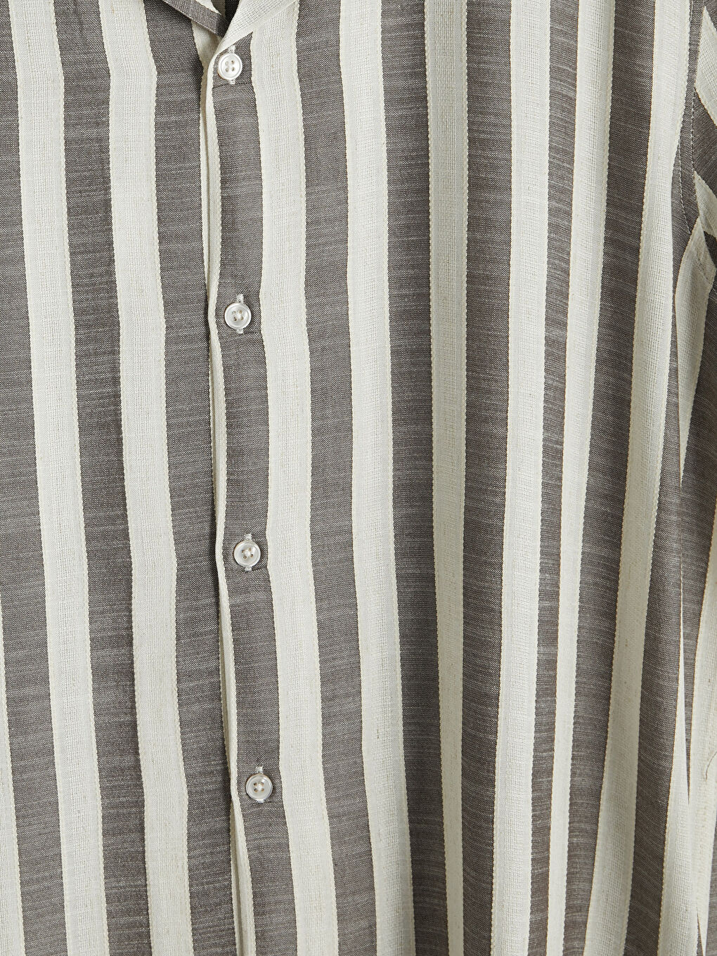 Kahverengi Regular Fit Çizgili Erkek Gömlek-2