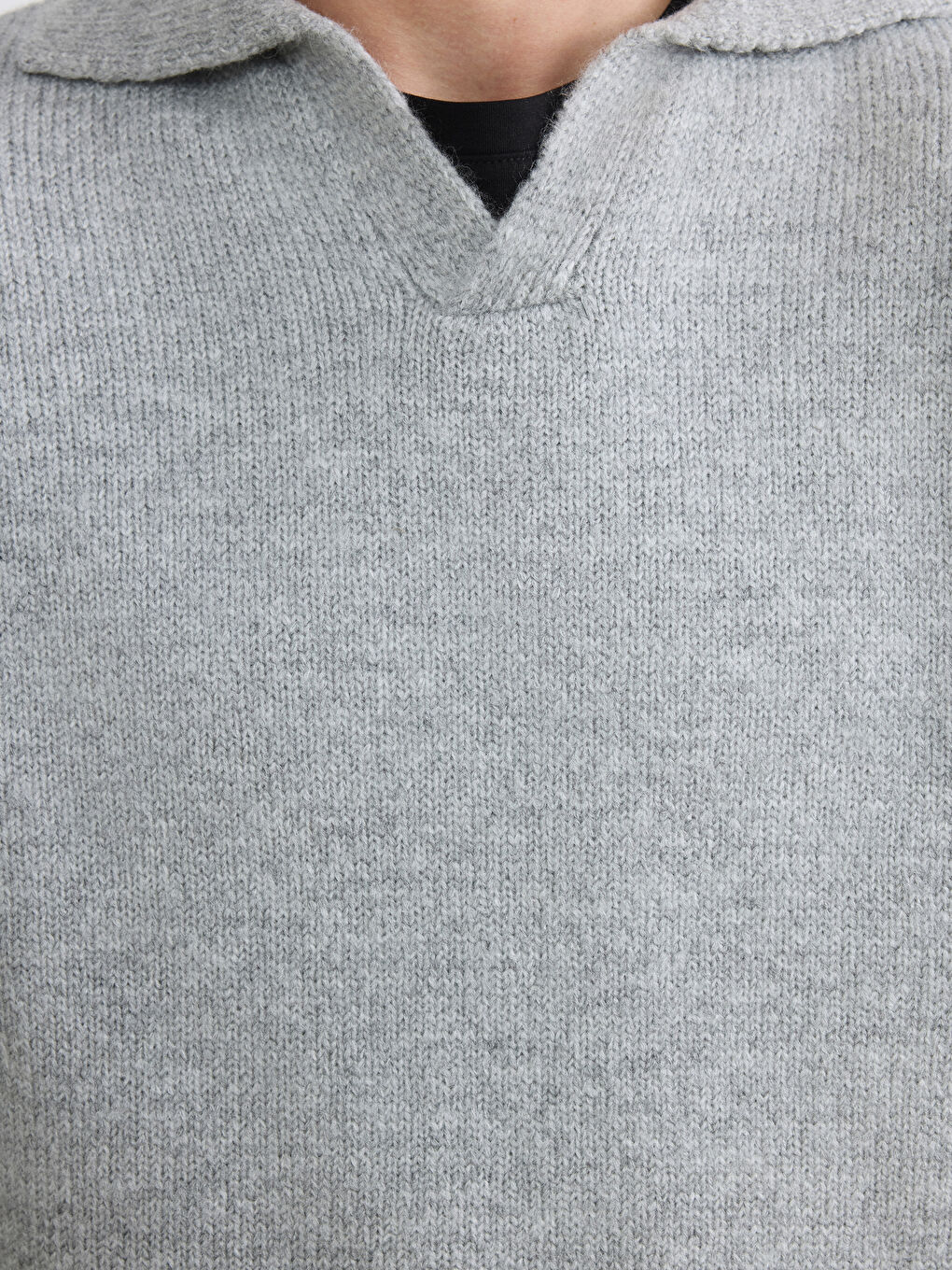 Gri Polo Yaka Erkek Triko Kazak-2