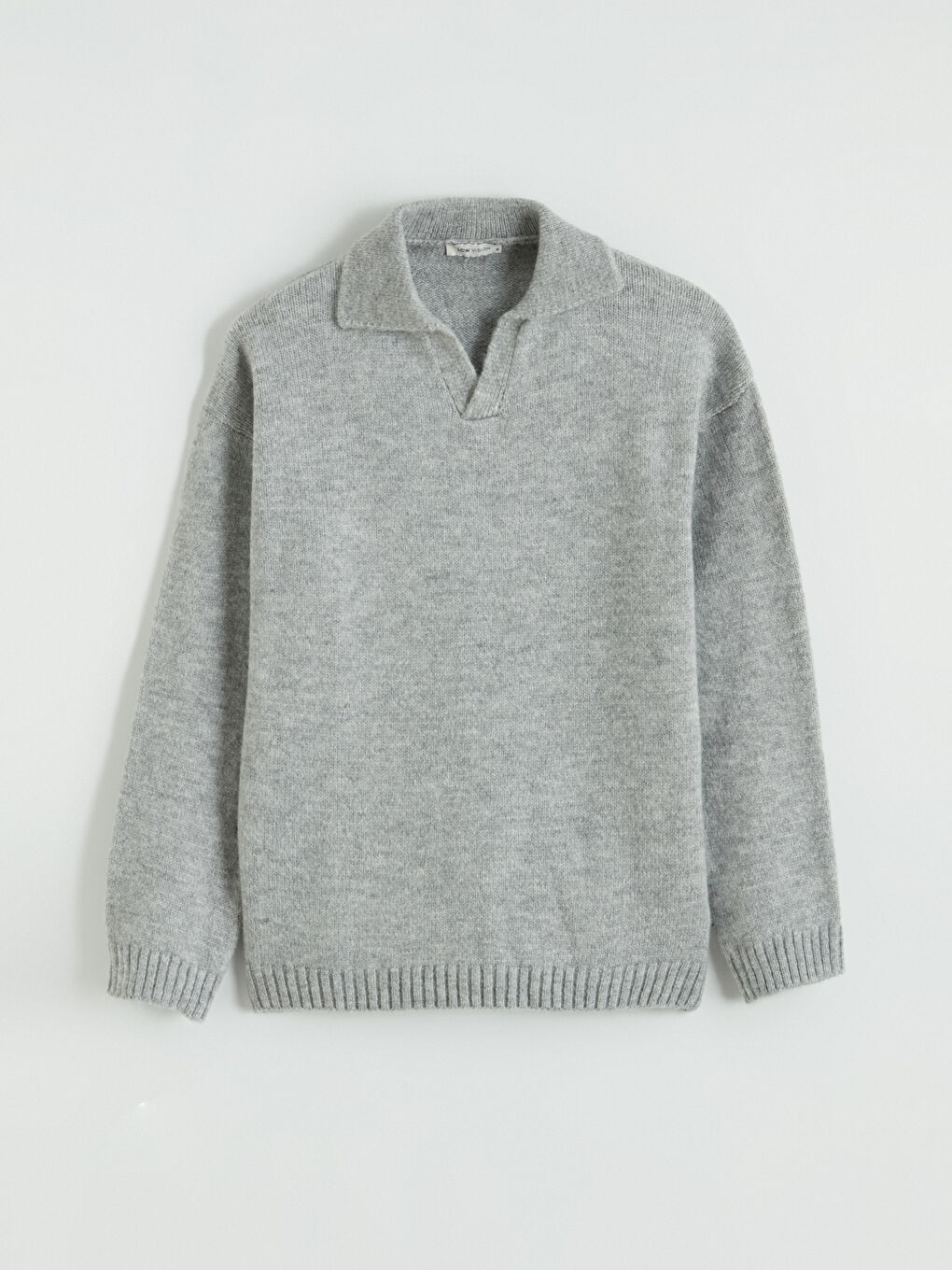 Gri Polo Yaka Erkek Triko Kazak