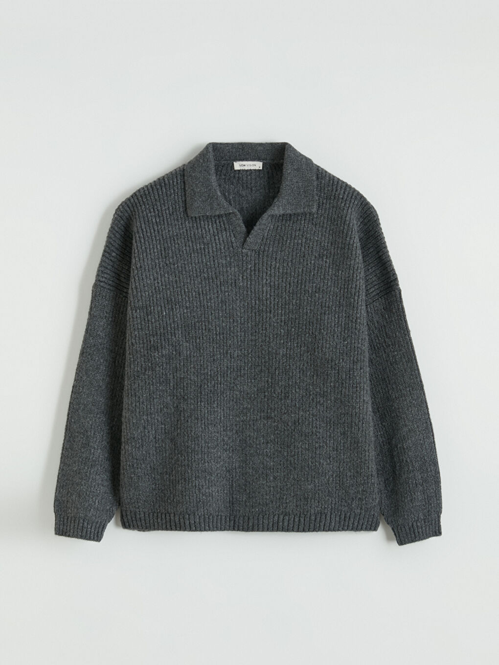 Antrasit Polo Yaka Fitilli Erkek Triko Kazak-4