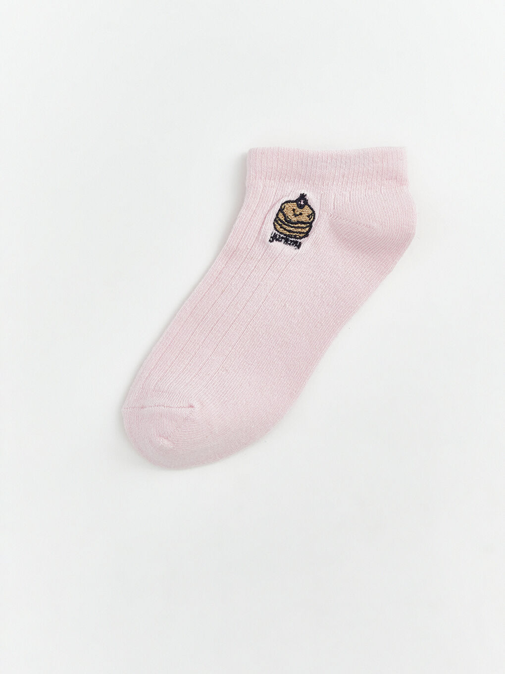 Ekru Nakışlı Kız Çocuk Patik Çorap 5'li-3