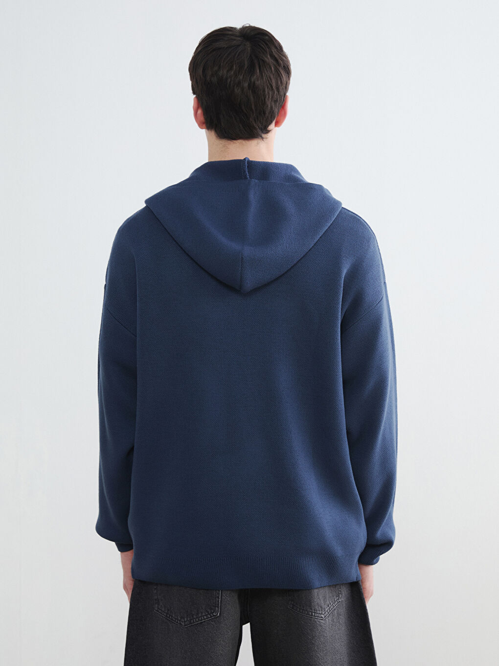 İndigo Regular Fit Kapüşonlu Erkek Triko Kazak-3