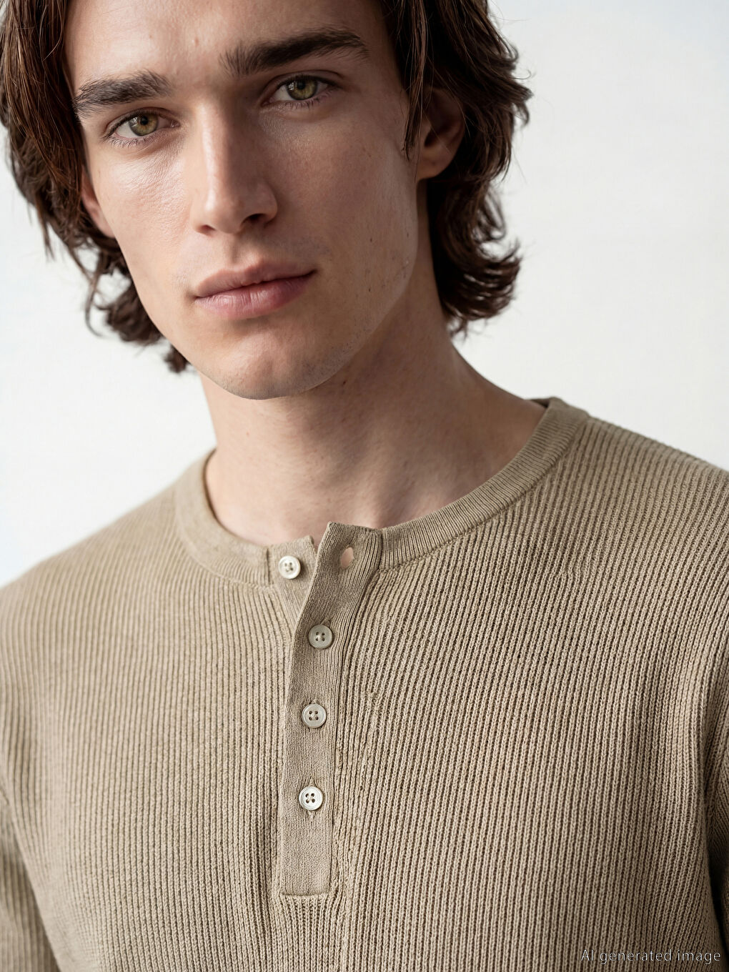 Haki Bisiklet Yaka Erkek Triko Kazak-2