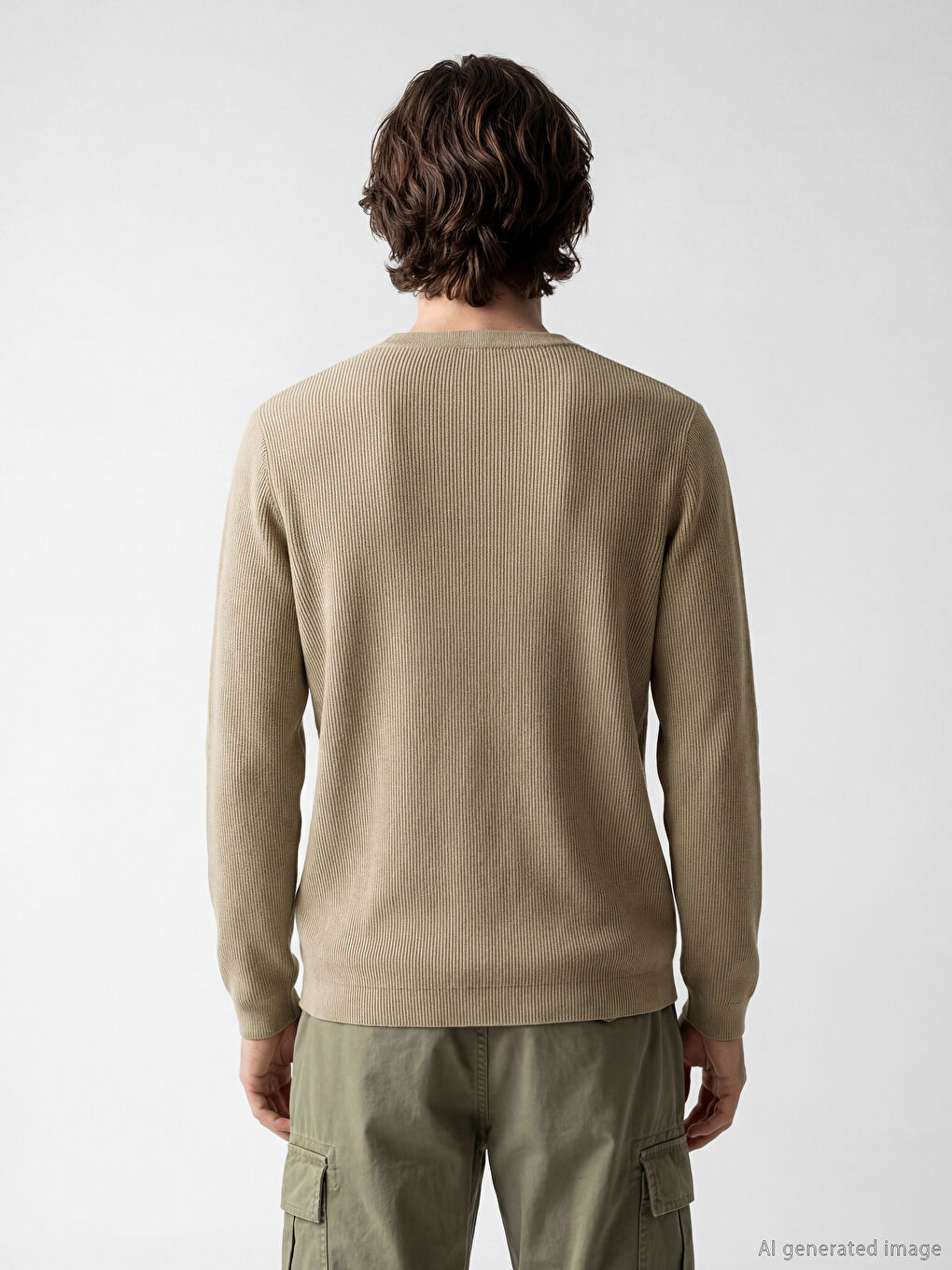 Haki Bisiklet Yaka Erkek Triko Kazak-3