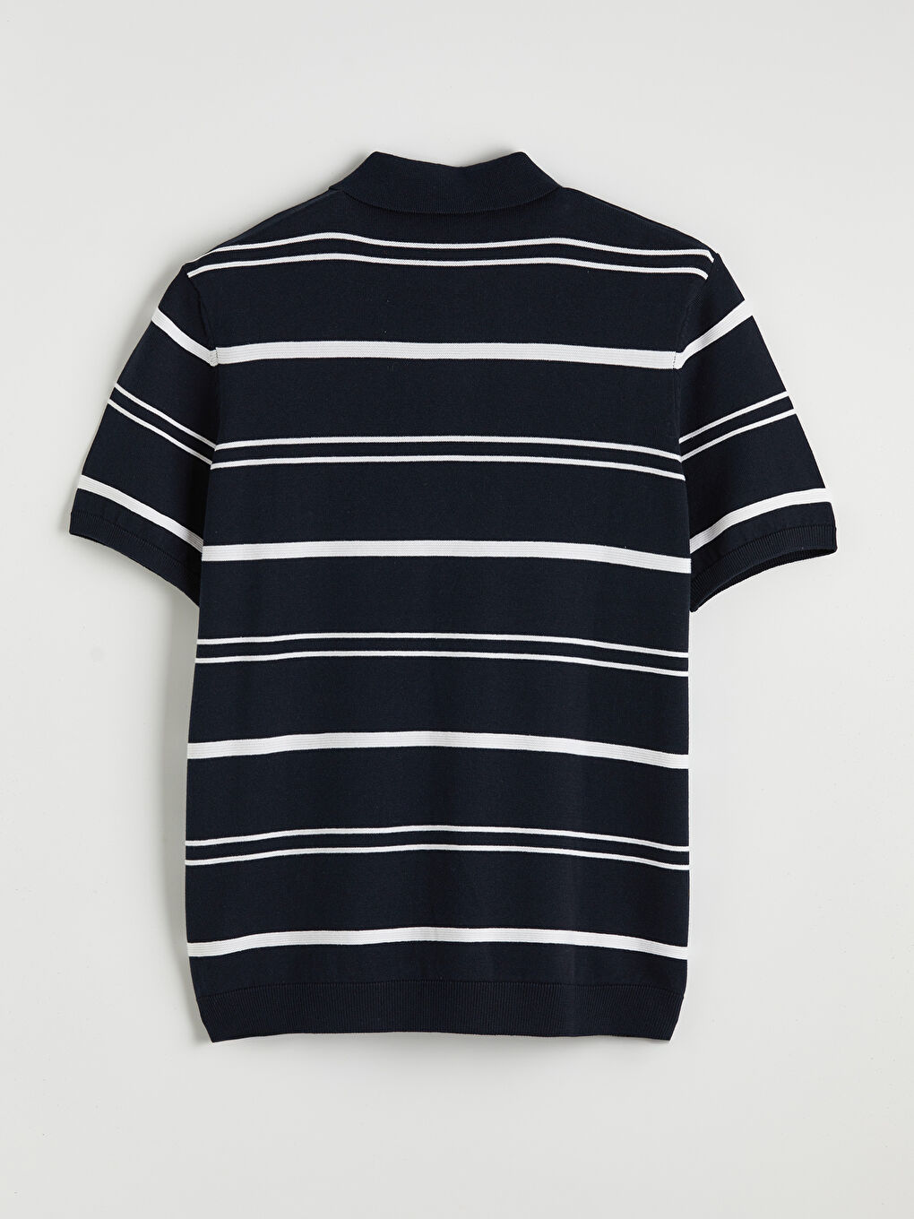 Lacivert Polo Yaka Çizgili Erkek Triko Tişört-5