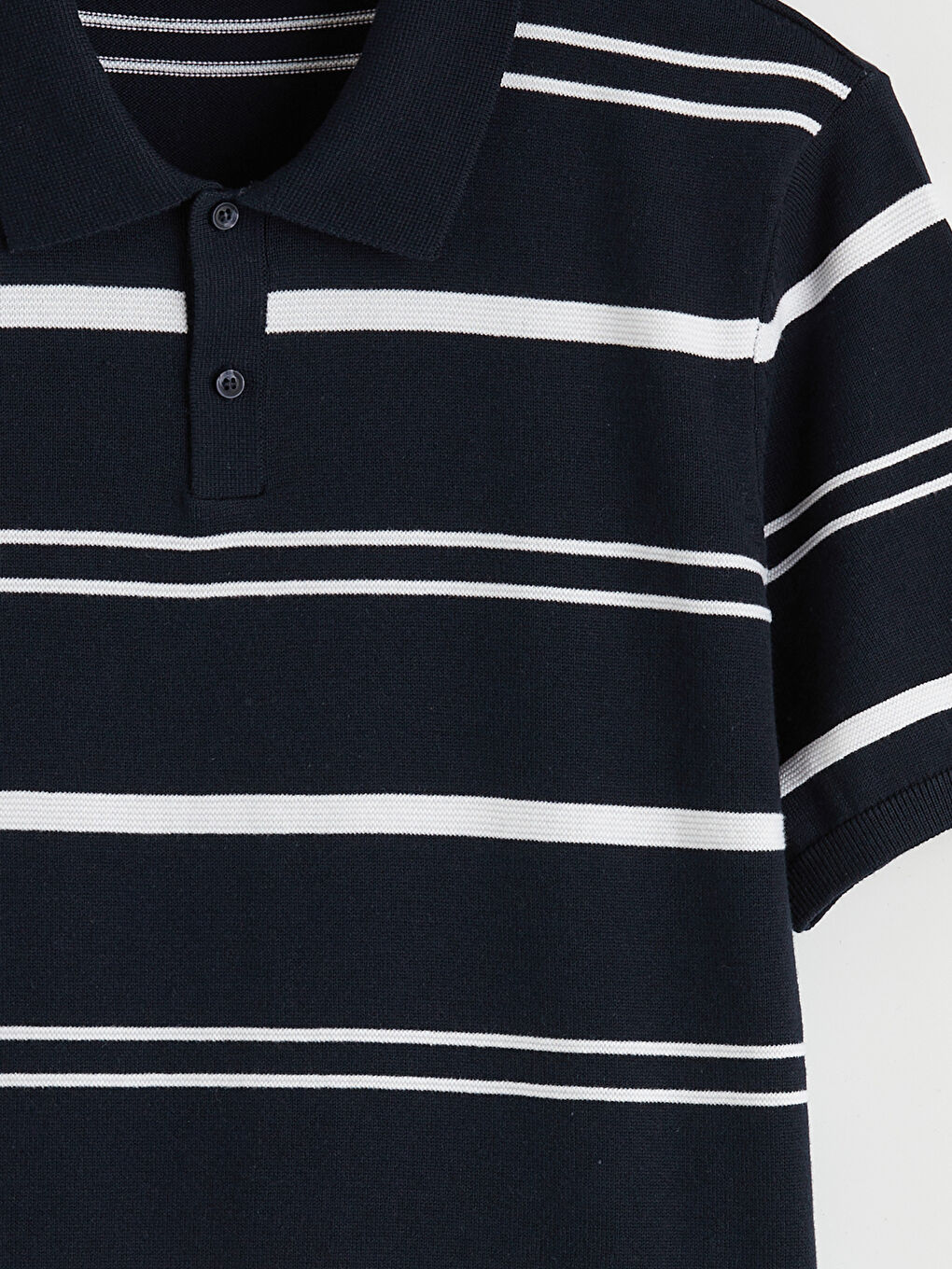 Lacivert Polo Yaka Çizgili Erkek Triko Tişört-6