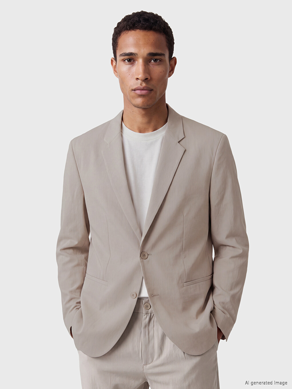 Bej Regular Fit Erkek Blazer Ceket