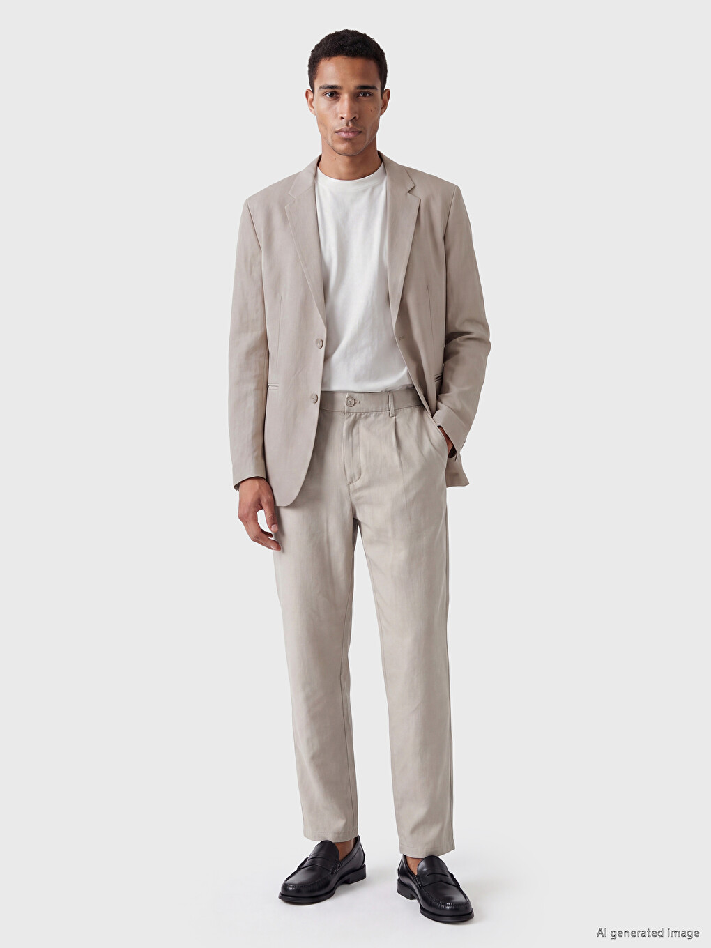 Bej Regular Fit Erkek Blazer Ceket-1