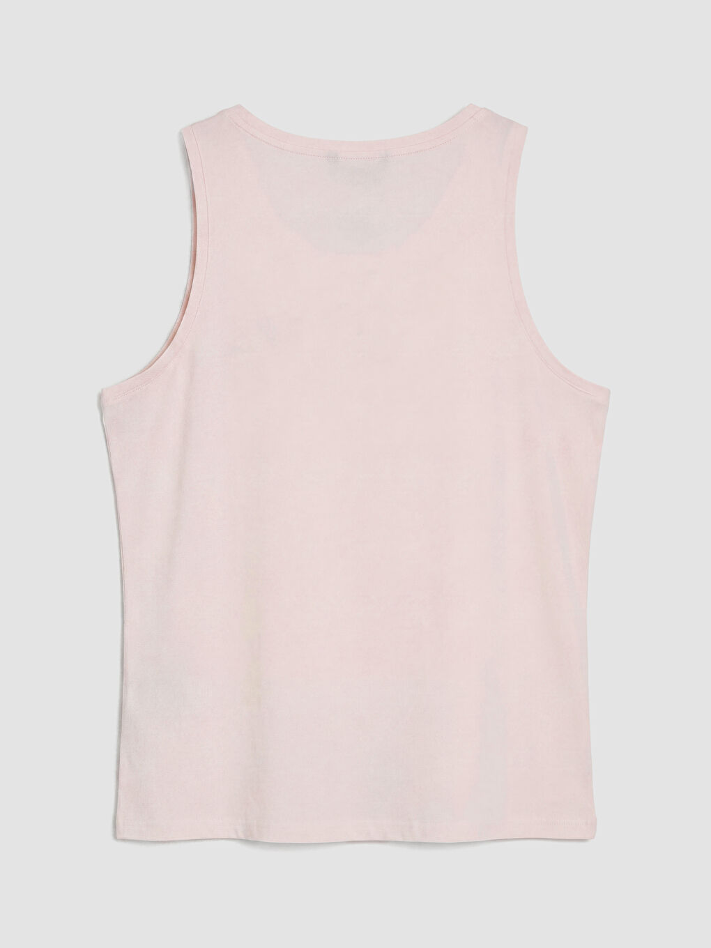 Pembe Bisiklet Yaka Stitch Nakışlı Erkek Kolsuz Tişört-2