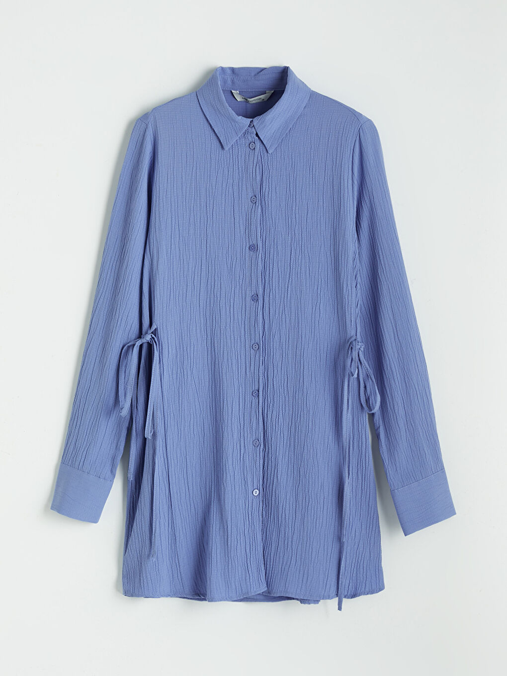 Mor Bağlamalı Gofre Kadın Gömlek Tunik