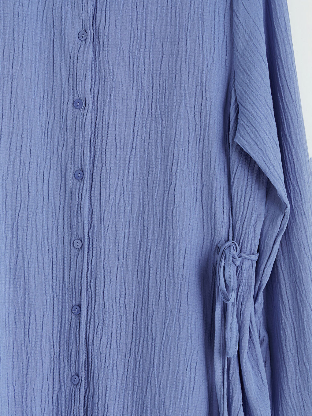 Mor Bağlamalı Gofre Kadın Gömlek Tunik-2