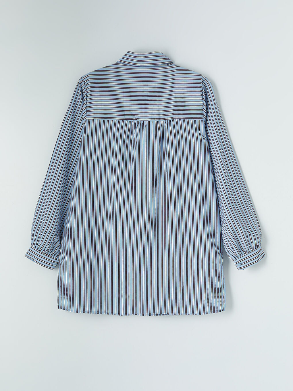 Mavi Gömlek Yaka Çizgili Kadın Tunik-1