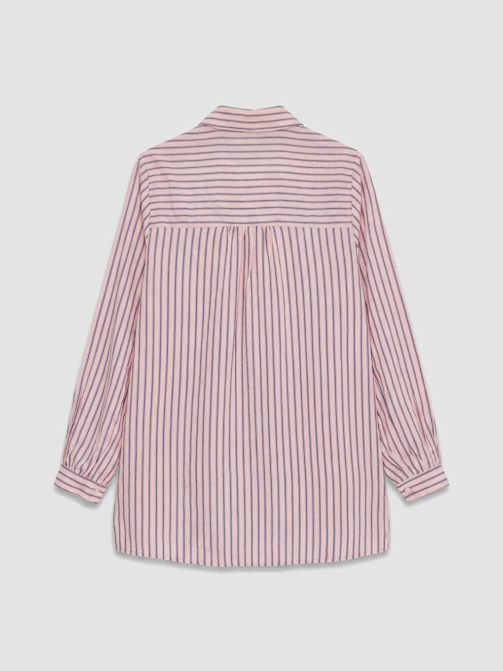 Pembe Çizgili Kadın Gömlek Tunik-3