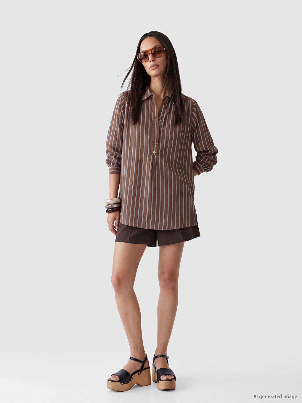 Striped Women's Shirt Tunic-1