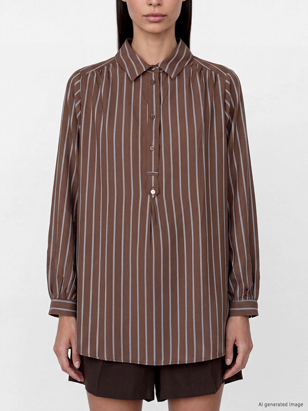 Striped Women's Shirt Tunic-2