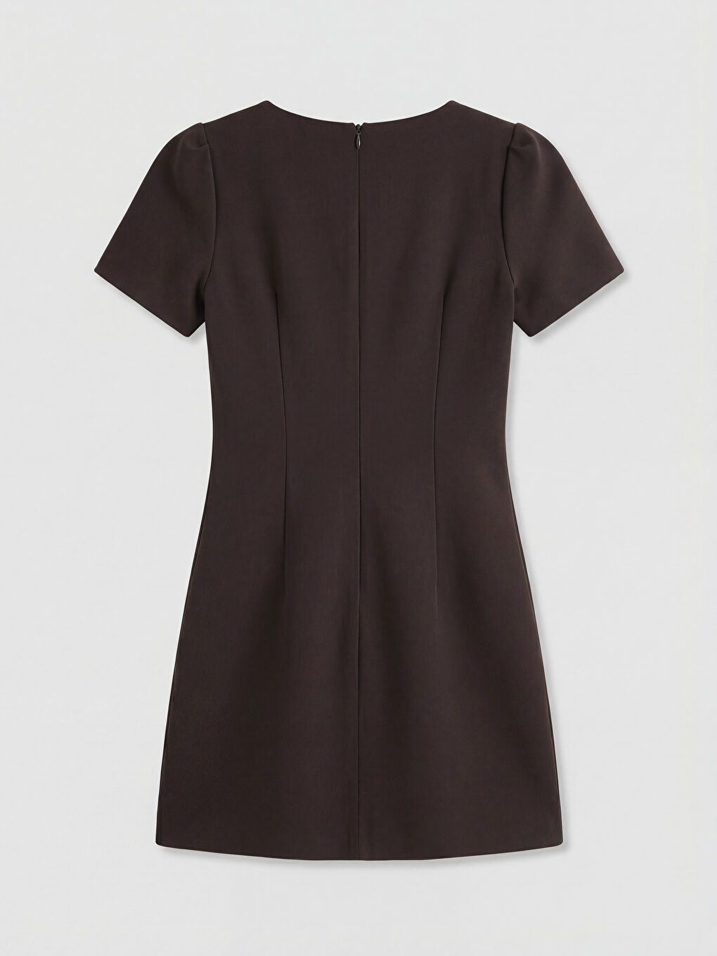 Kahverengi Karpuz Kollu Mini Elbise-1