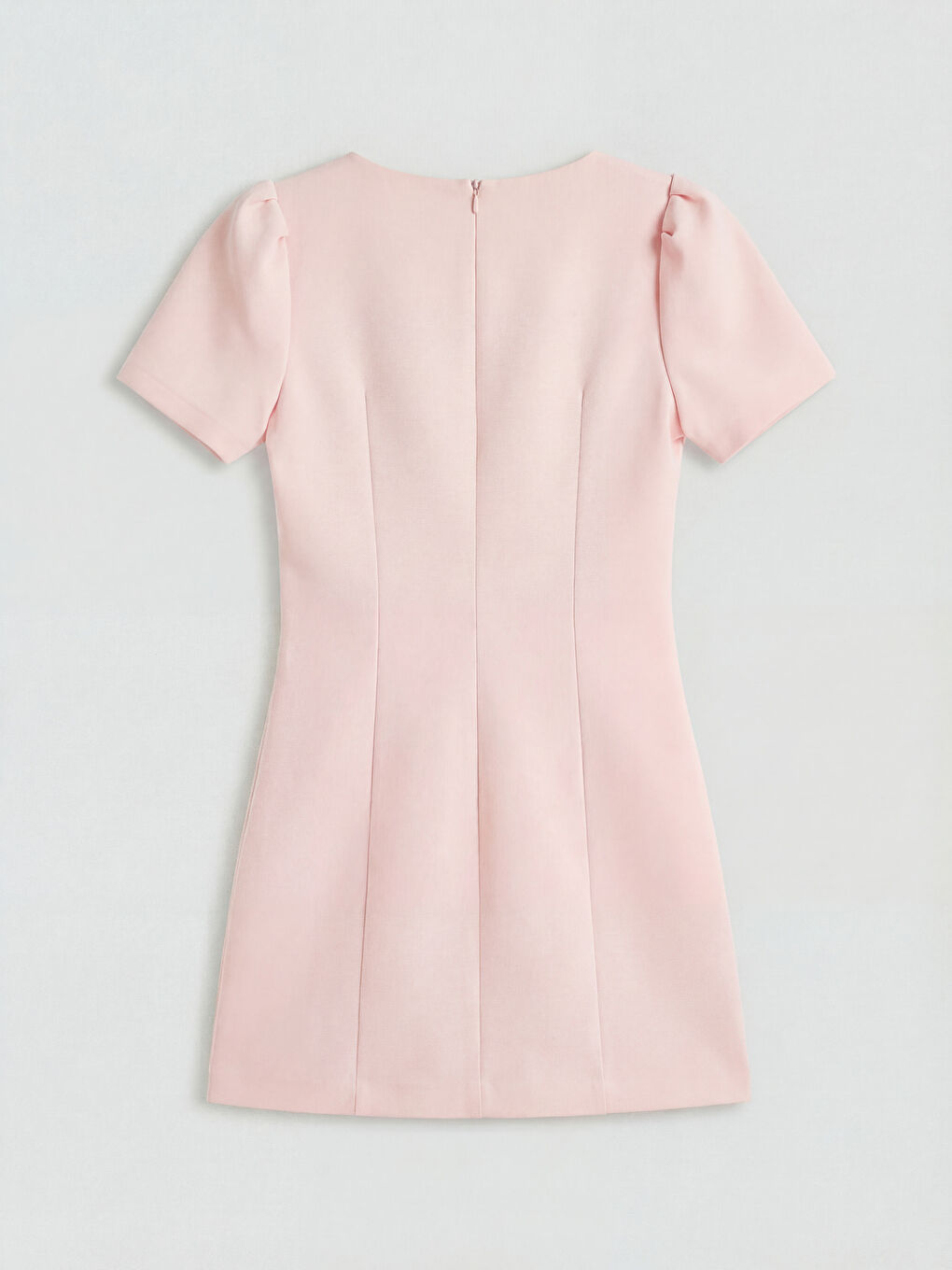 Pembe Karpuz Kollu Mini Elbise-1