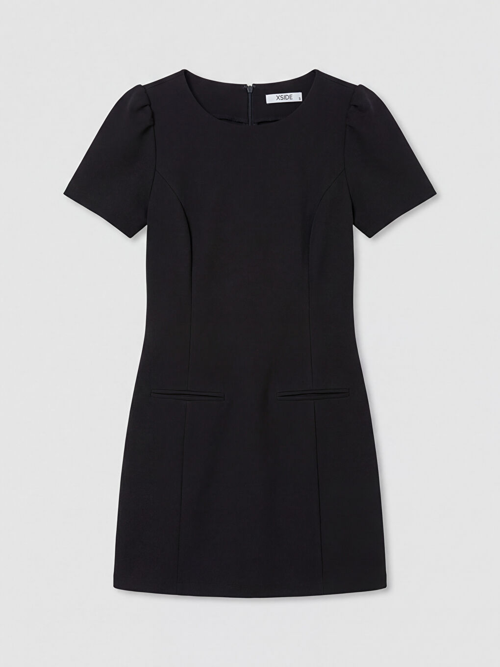 Siyah Bisiklet Yaka Mini Elbise