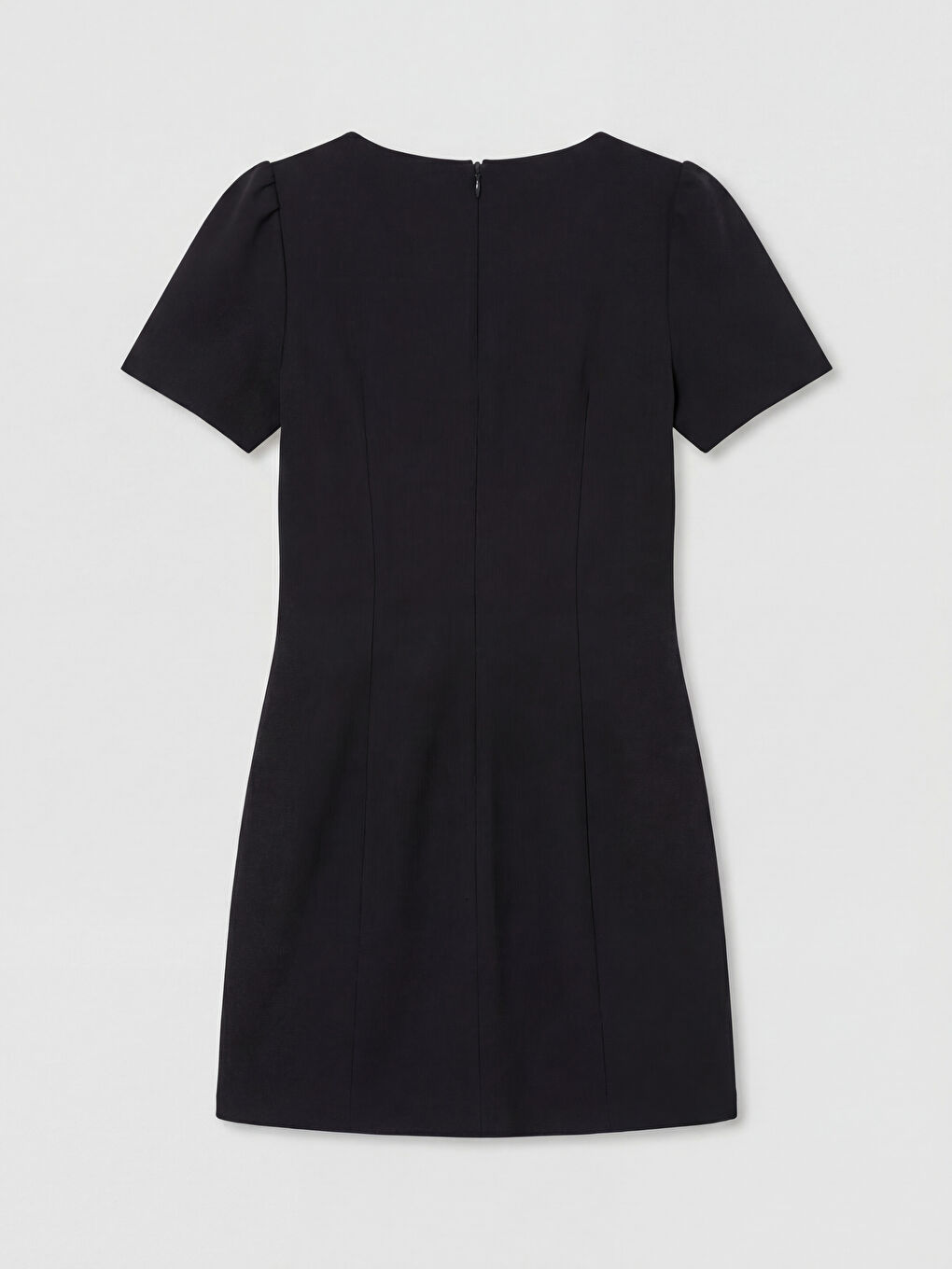 Siyah Bisiklet Yaka Mini Elbise-1