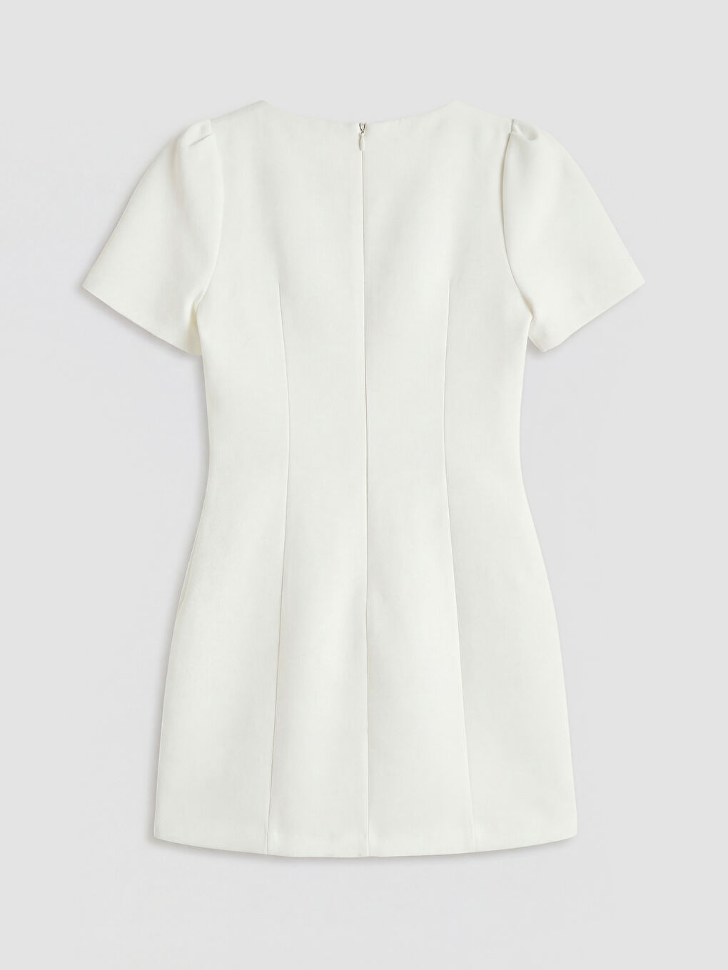 Beyaz Karpuz Kollu Mini Elbise-1