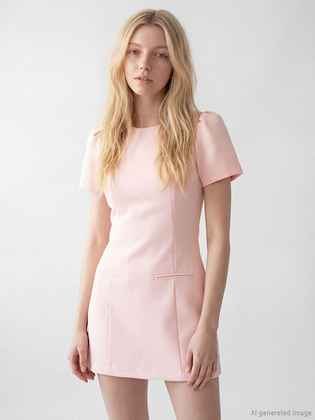 فستان ميني بأكمام منتفخة-1