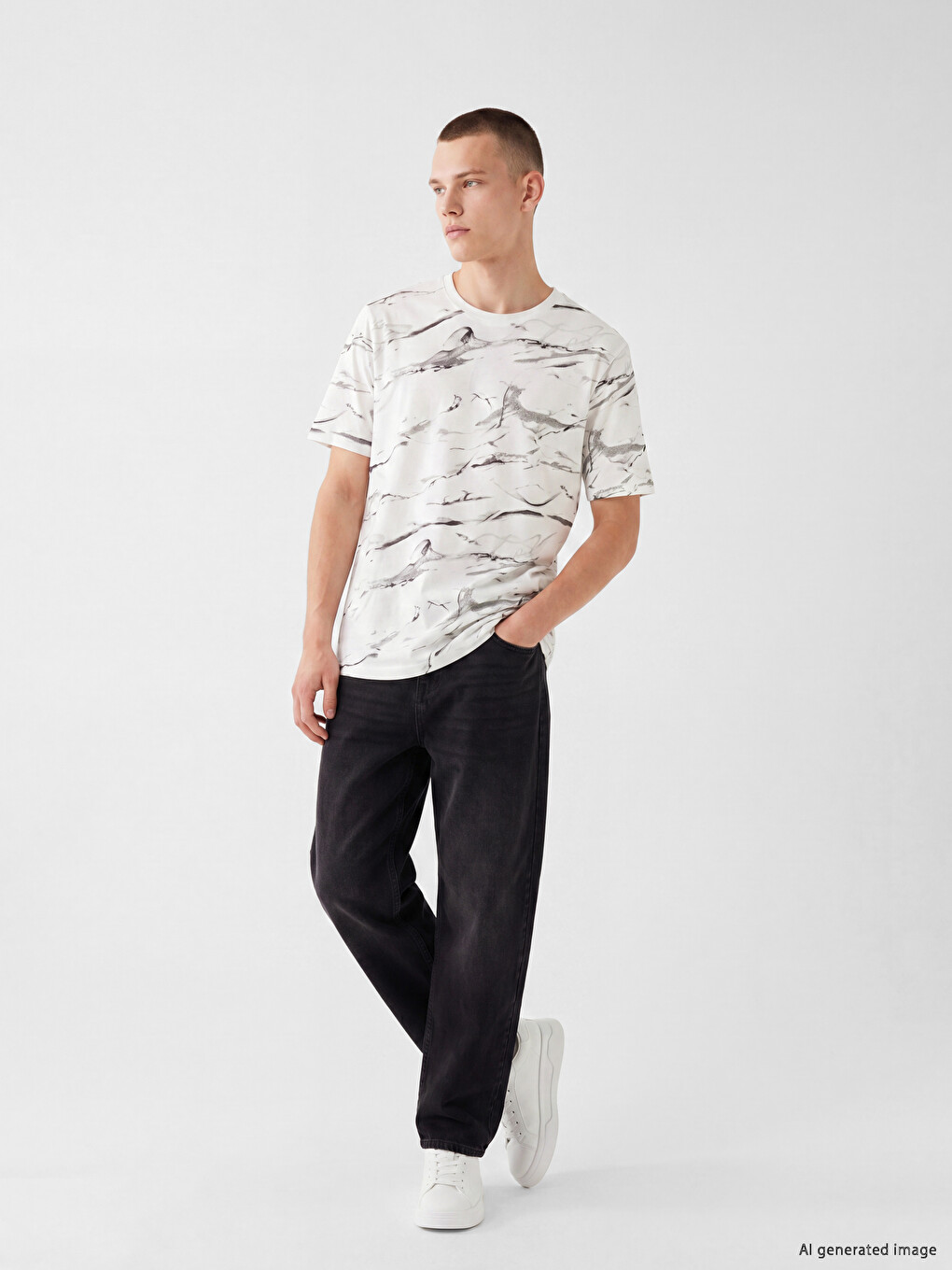 Crew Neck Printed Men's T-shirt-1