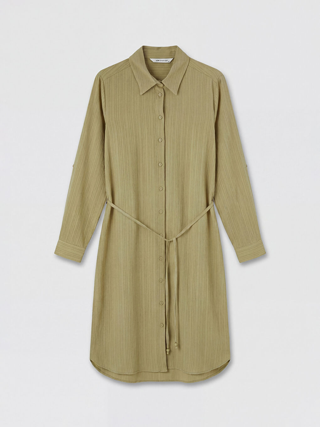 Yeşil Oversize Gofre Kadın Gömlek Tunik